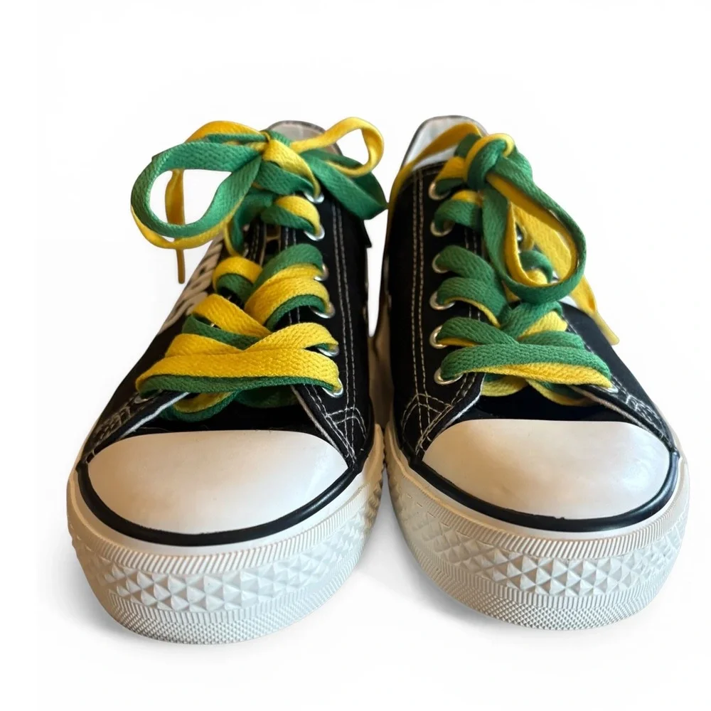 E-LOV‎ Green Bay Packers Canvas Low Top Sneakers Black Womens Size 38 7.5